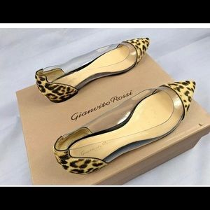 Gianvito Rossi Plexi Flat pony hair leopard 38